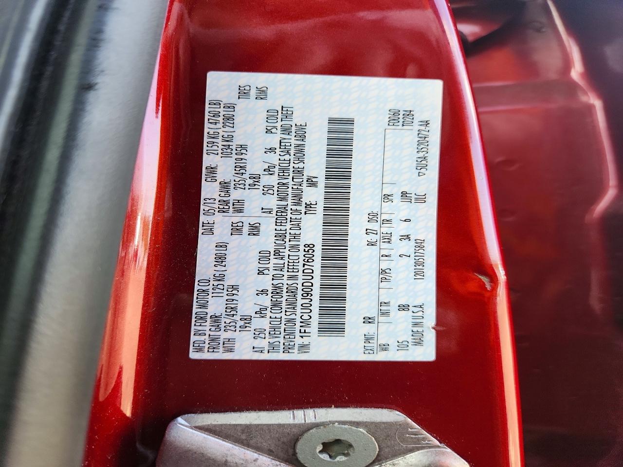 2013 Ford Escape Titanium Red vin: 1FMCU0J90DUD76058
