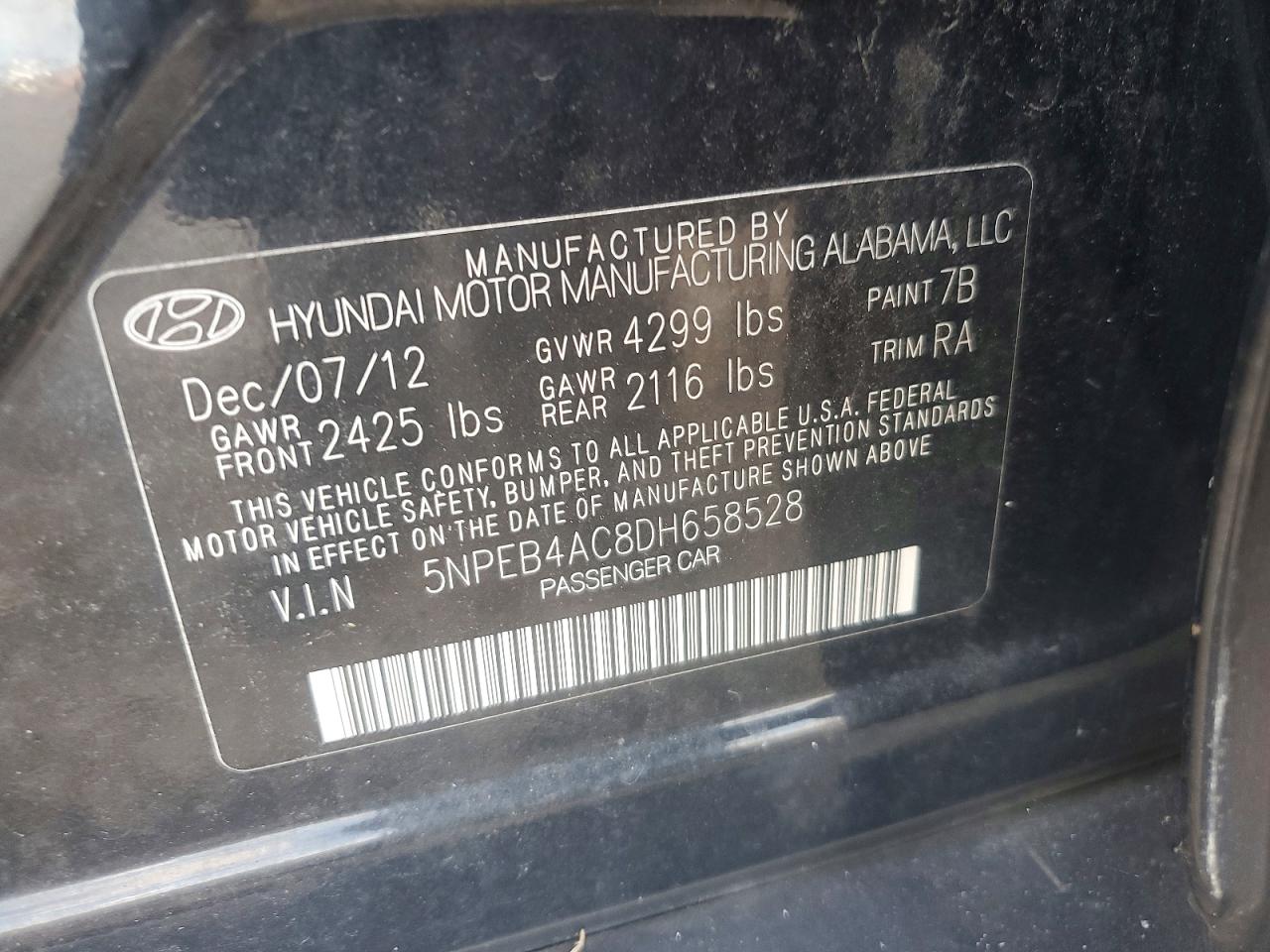 2013 Hyundai Sonata Gls Black vin: 5NPEB4AC8DH658528