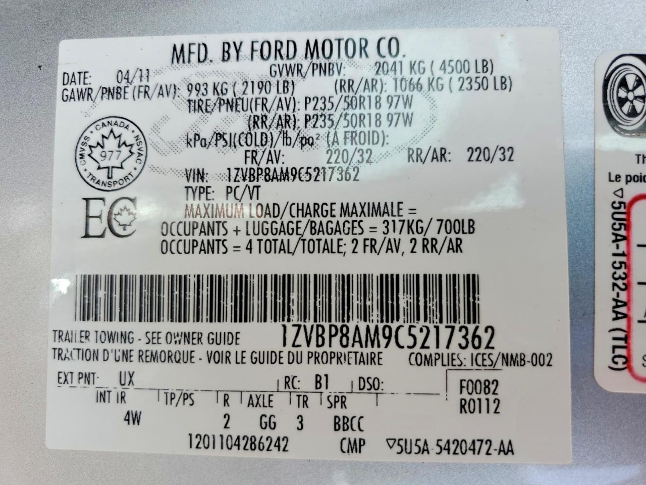 2012 Ford Mustang Silver vin: 1ZVBP8AM9C5217362