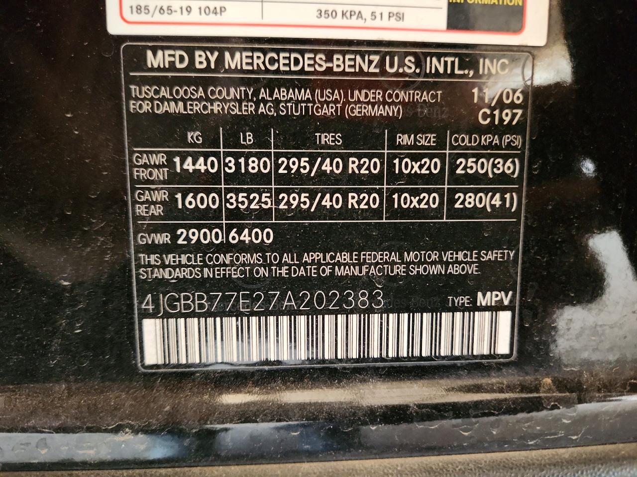 2007 Mercedes-benz Ml 63 Amg Черный vin: 4JGBB77E27A202383