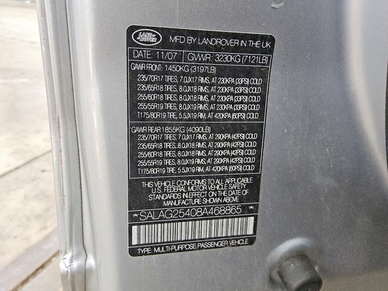 2008 Land Rover Lr3 Hse Серебряный vin: SALAG25408A468865