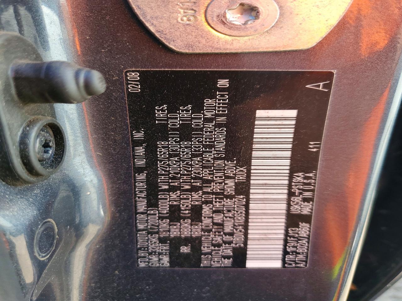 2008 Toyota Tundra Sr5 Gray vin: 5TBDV541X8S507024