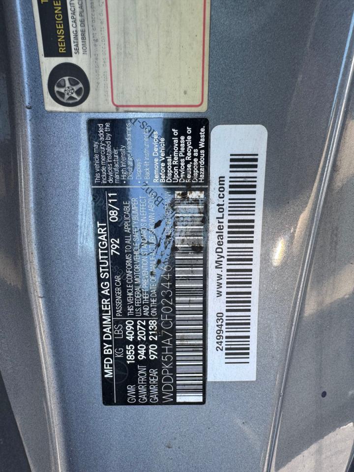 2012 Mercedes-benz Slk 350 Gray vin: WDDPK5HA7CF023446