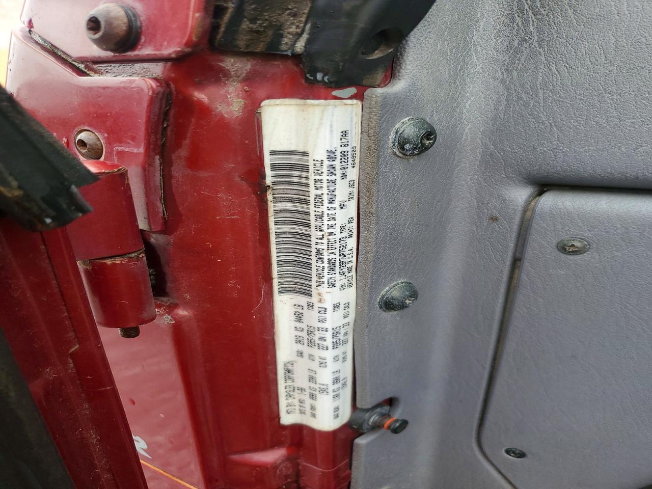 1998 Jeep Wrangler / Tj Se Burgundy vin: 1J4FY29P7WP752173