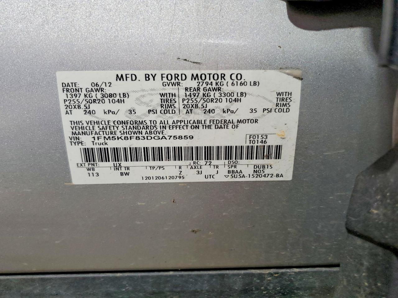 2013 Ford Explorer Limited Silver vin: 1FM5K8F83DGA75859
