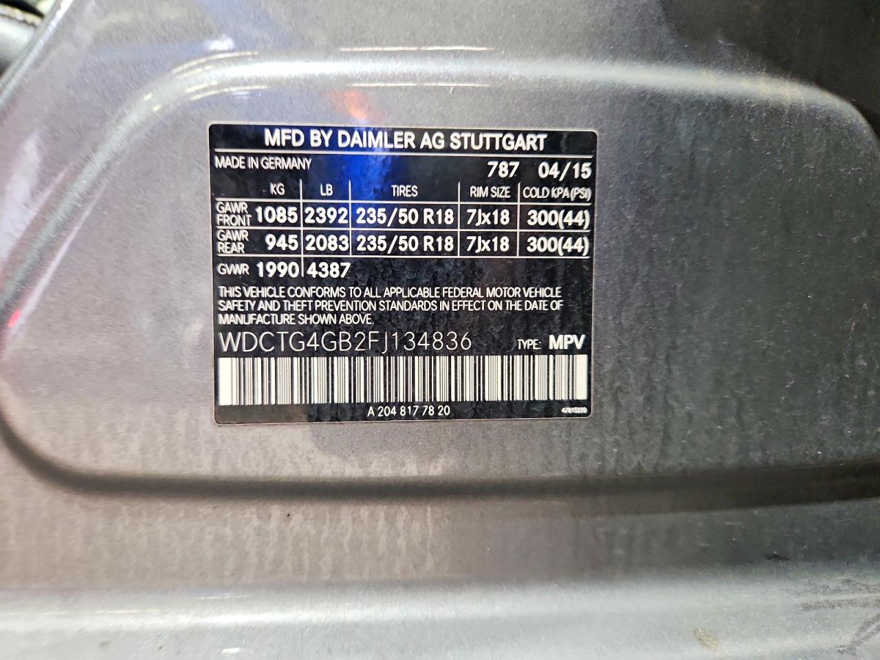 2015 Mercedes-benz Gla 250 4matic Gray vin: WDCTG4GB2FJ134836