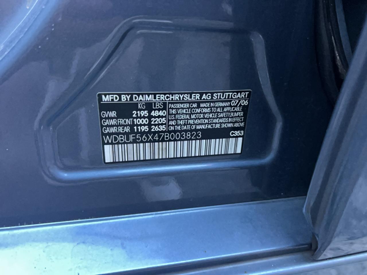 2007 Mercedes-benz E 350 Синий vin: WDBUF56X47B003823