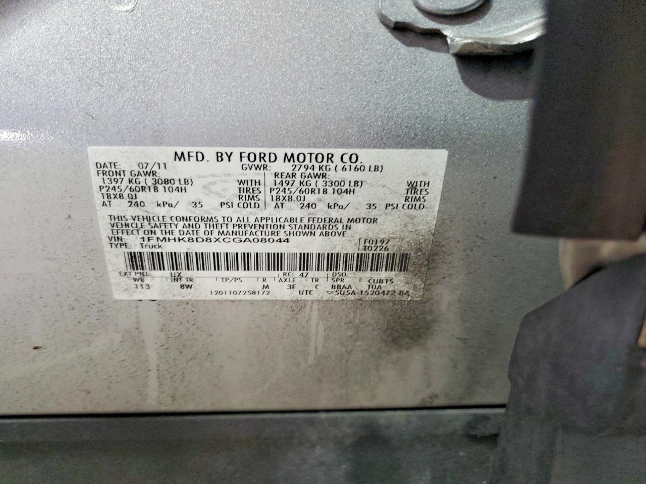 2012 Ford Explorer Xlt Silver vin: 1FMHK8D8XCGA08044