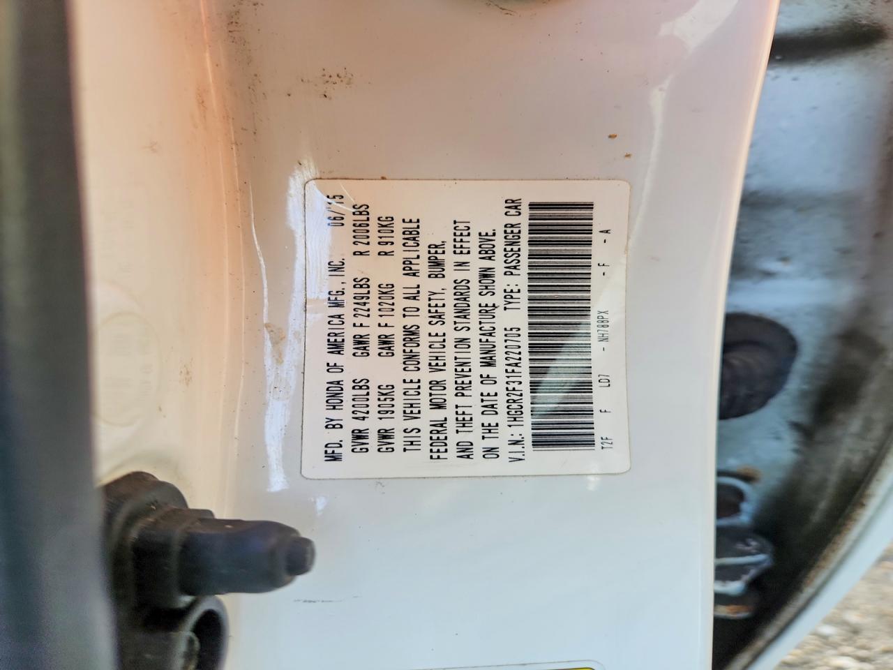 2015 Honda Accord Lx White vin: 1HGCR2F31FA220705
