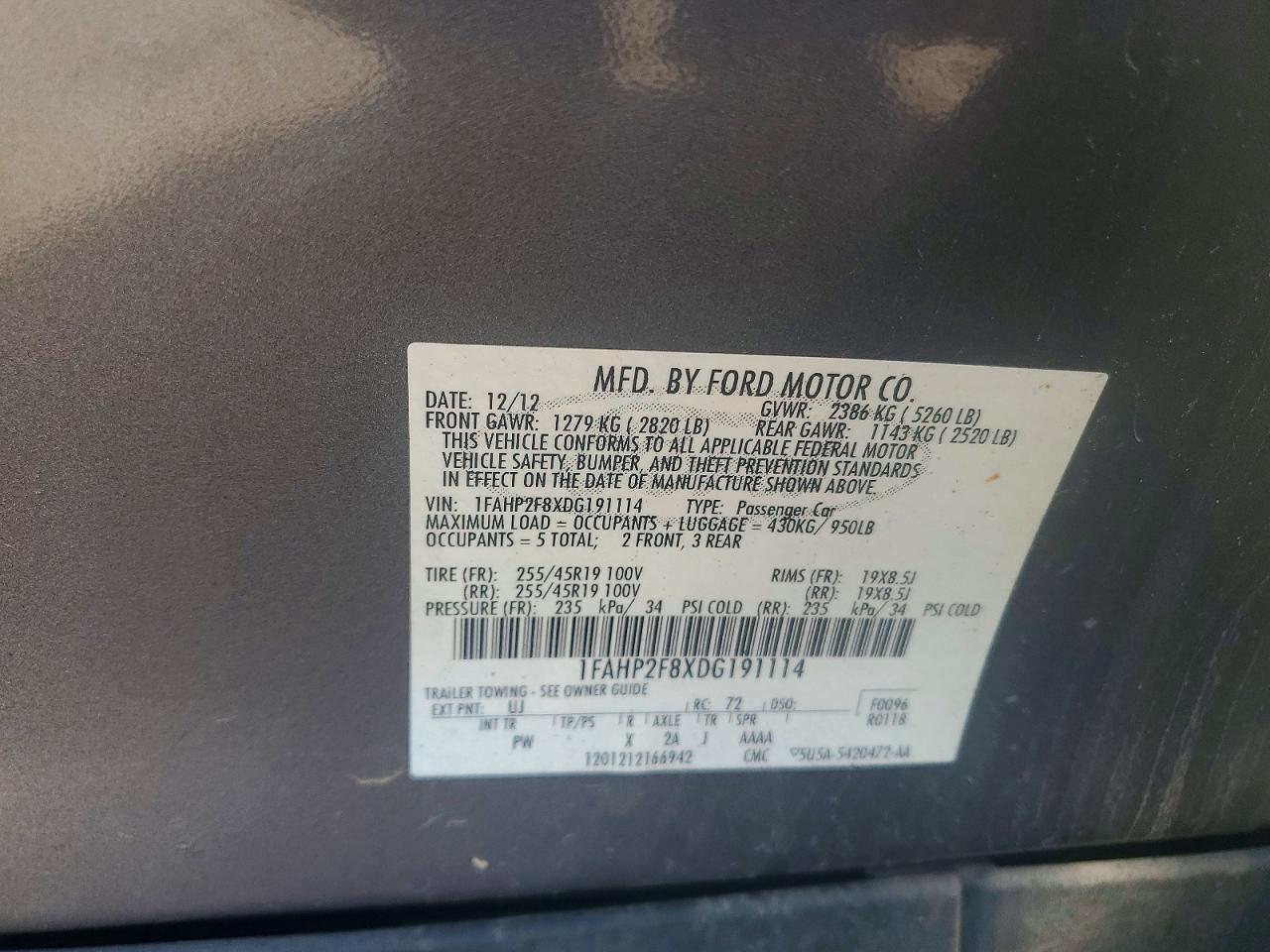 2013 Ford Taurus Limited Gray vin: 1FAHP2F8XDG191114
