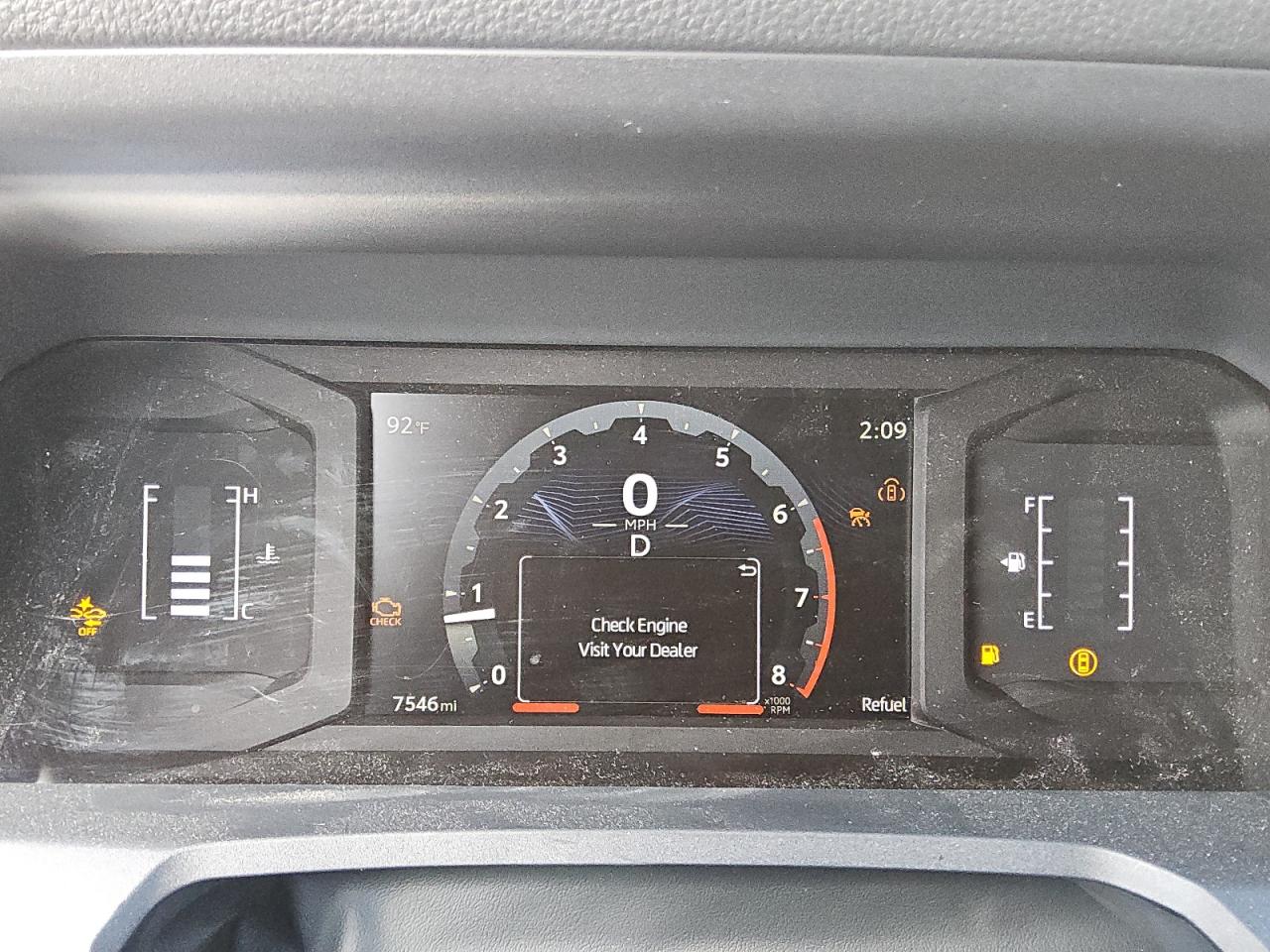 2025 Toyota 4runner Sr5 Угольный vin: JTEVA5BR8S5037990 Damage: Warning Light - Engine, On, Unacceptable