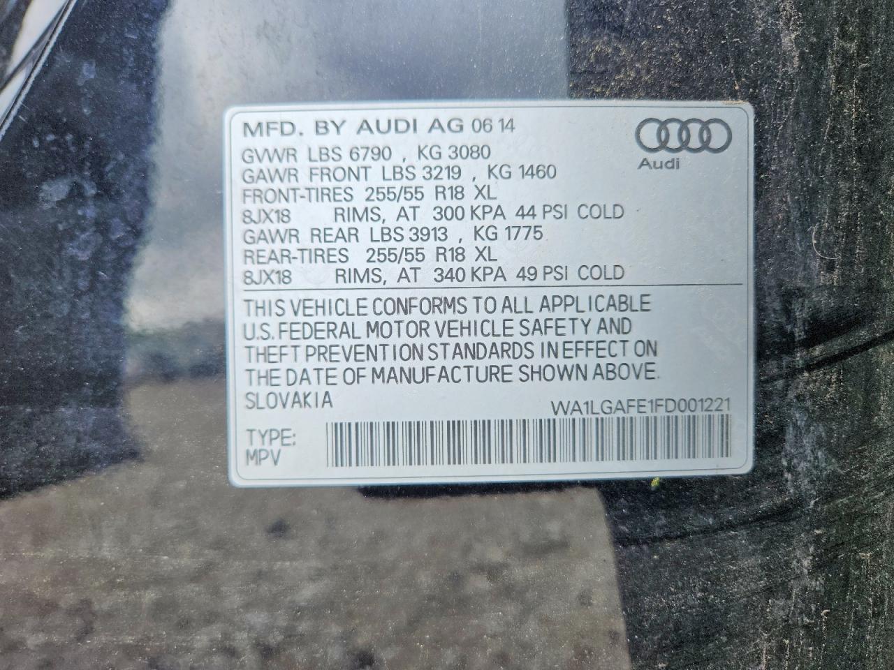 2015 Audi Q7 Premium Plus Black vin: WA1LGAFE1FD001221