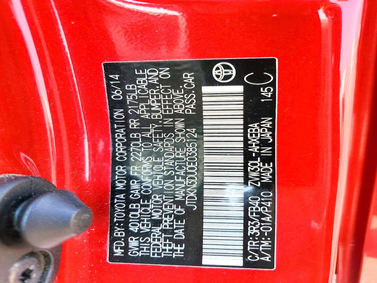 2014 Toyota Prius Three Red vin: JTDKN3DU0E0385124