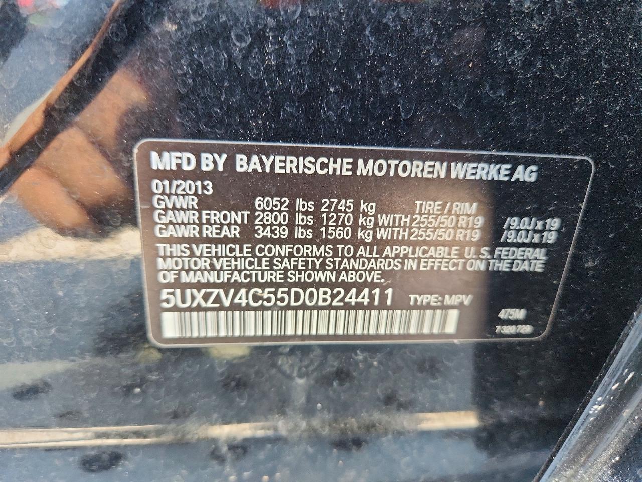 2013 Bmw X5 Xdrive35i Black vin: 5UXZV4C55D0B24411