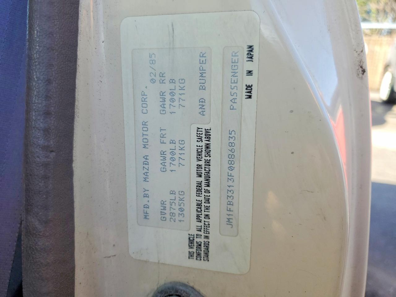 1985 Mazda Rx7 12a Cream vin: JM1FB3313F0886835