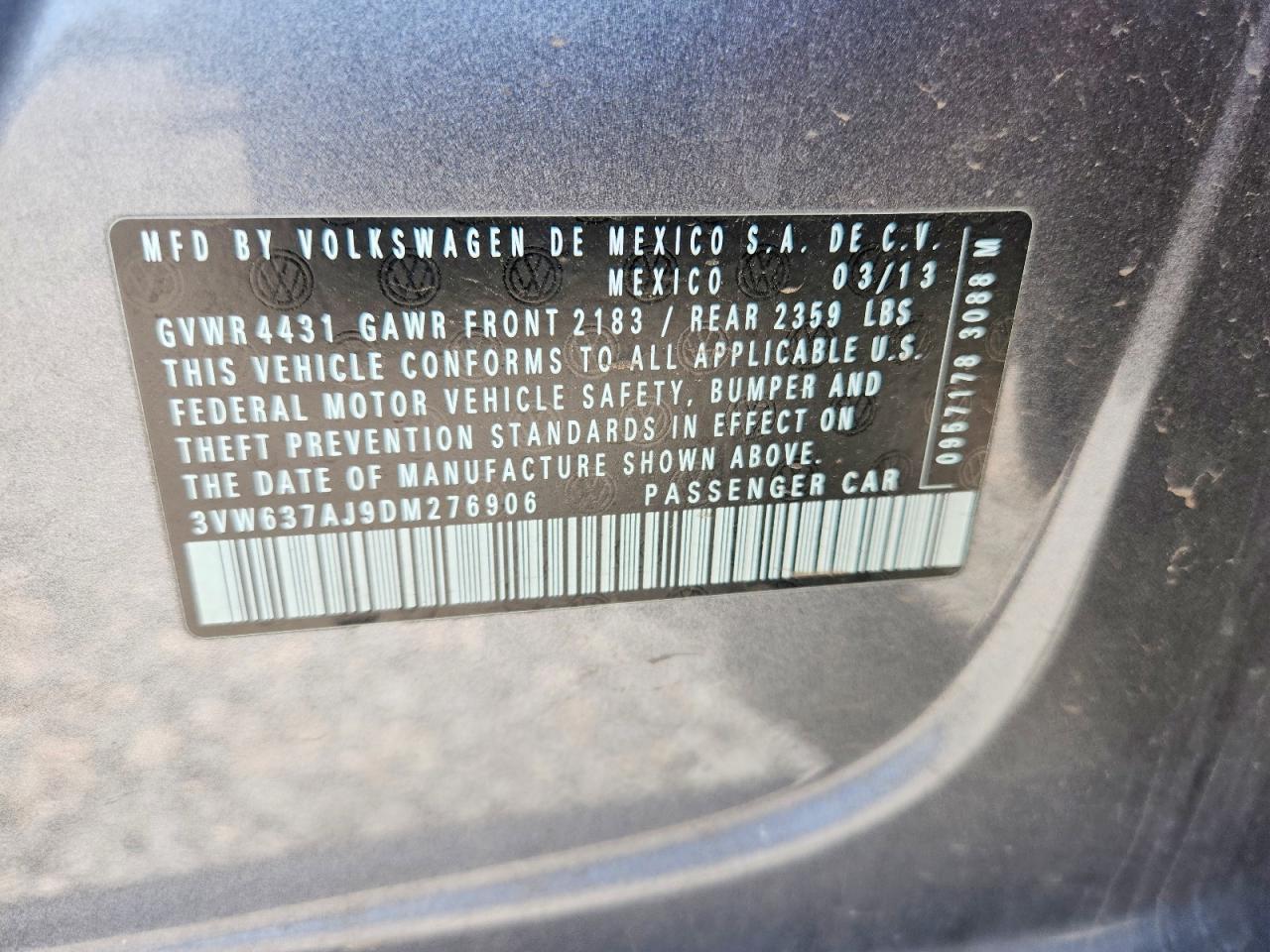 2013 Volkswagen Jetta Hybrid Gray vin: 3VW637AJ9DM276906