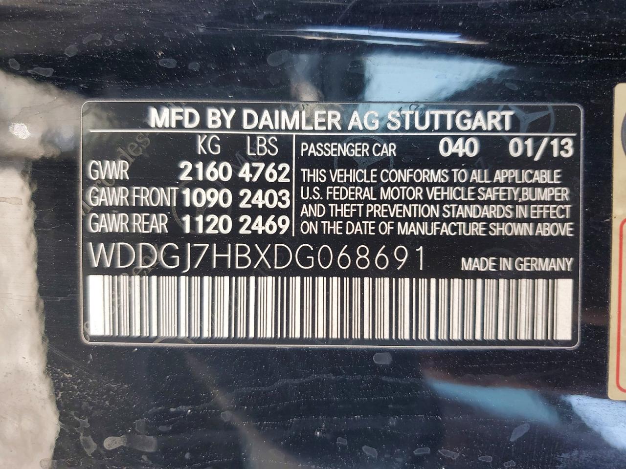 2013 Mercedes-benz C 63 Amg Black vin: WDDGJ7HBXDG068691