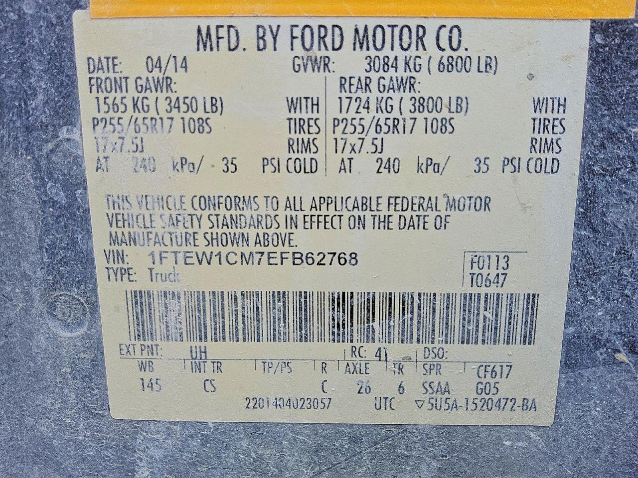 2014 Ford F150 Supercrew Black vin: 1FTEW1CM7EFB62768
