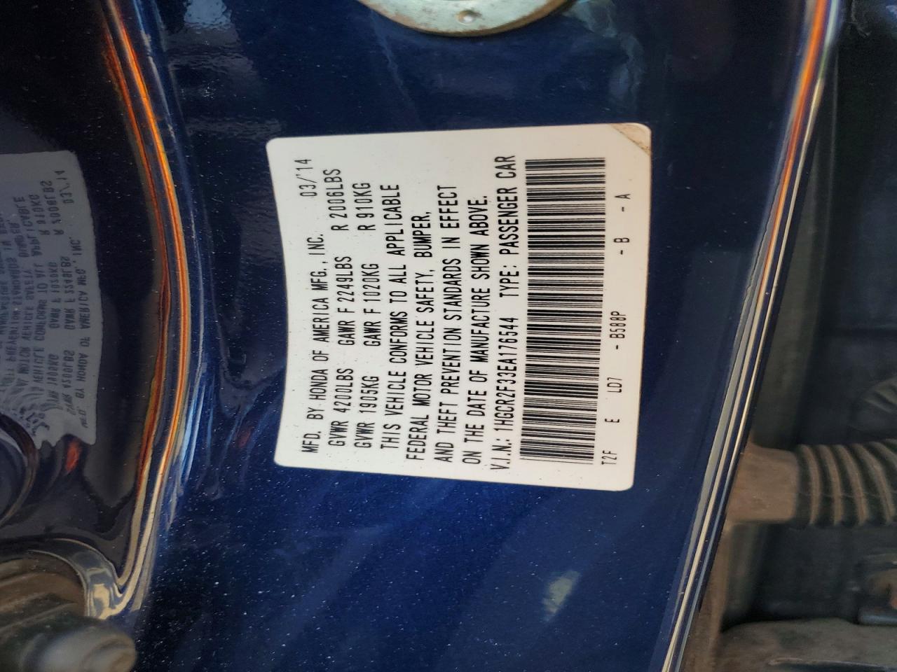 2014 Honda Accord Lx Blue vin: 1HGCR2F33EA176544