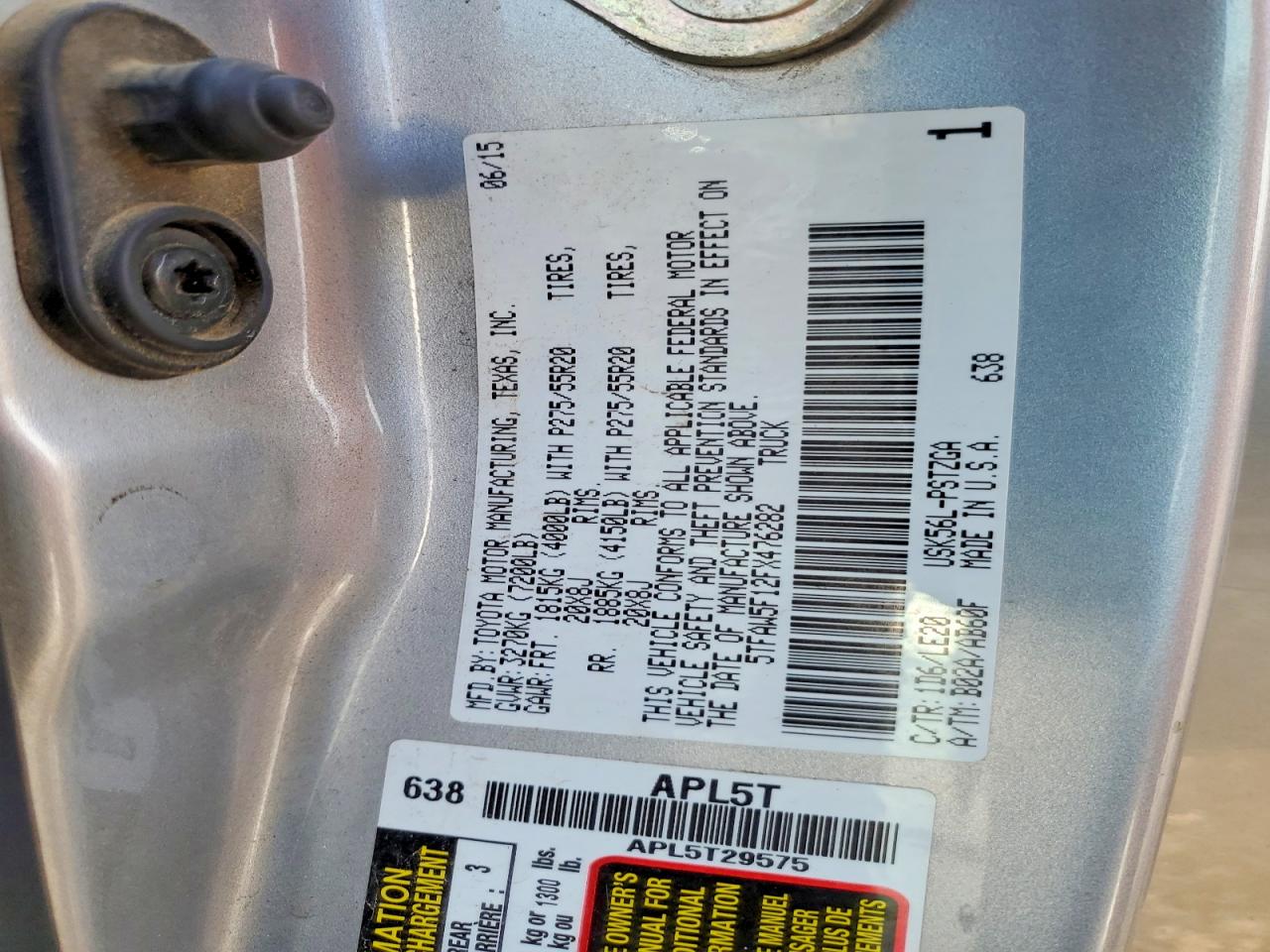 2015 Toyota Tundra Platinum Серебряный vin: 5TFAW5F12FX476282