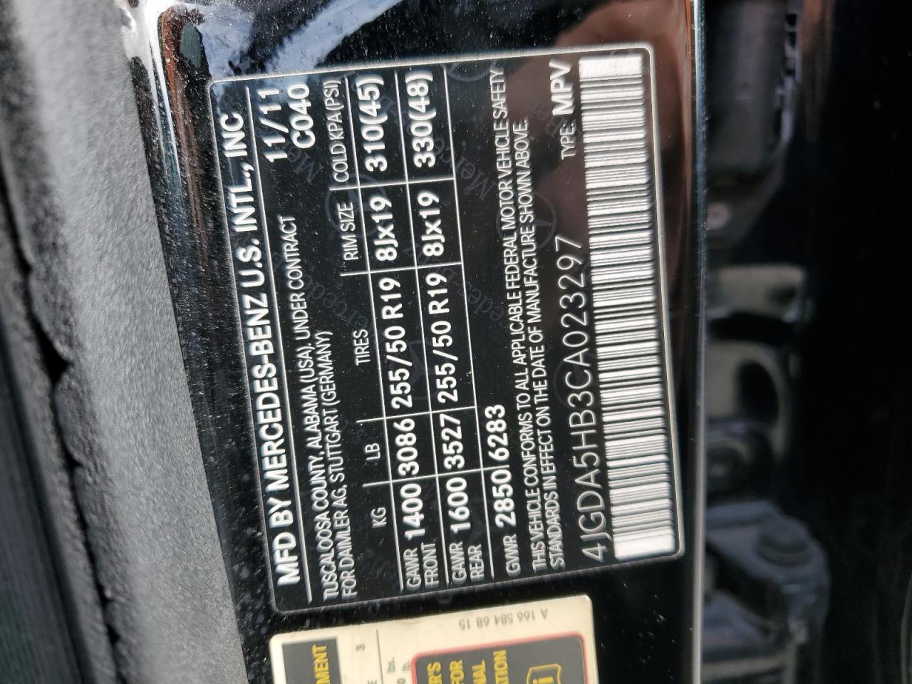 2012 Mercedes-benz Ml 350 4matic Black vin: 4JGDA5HB3CA023297