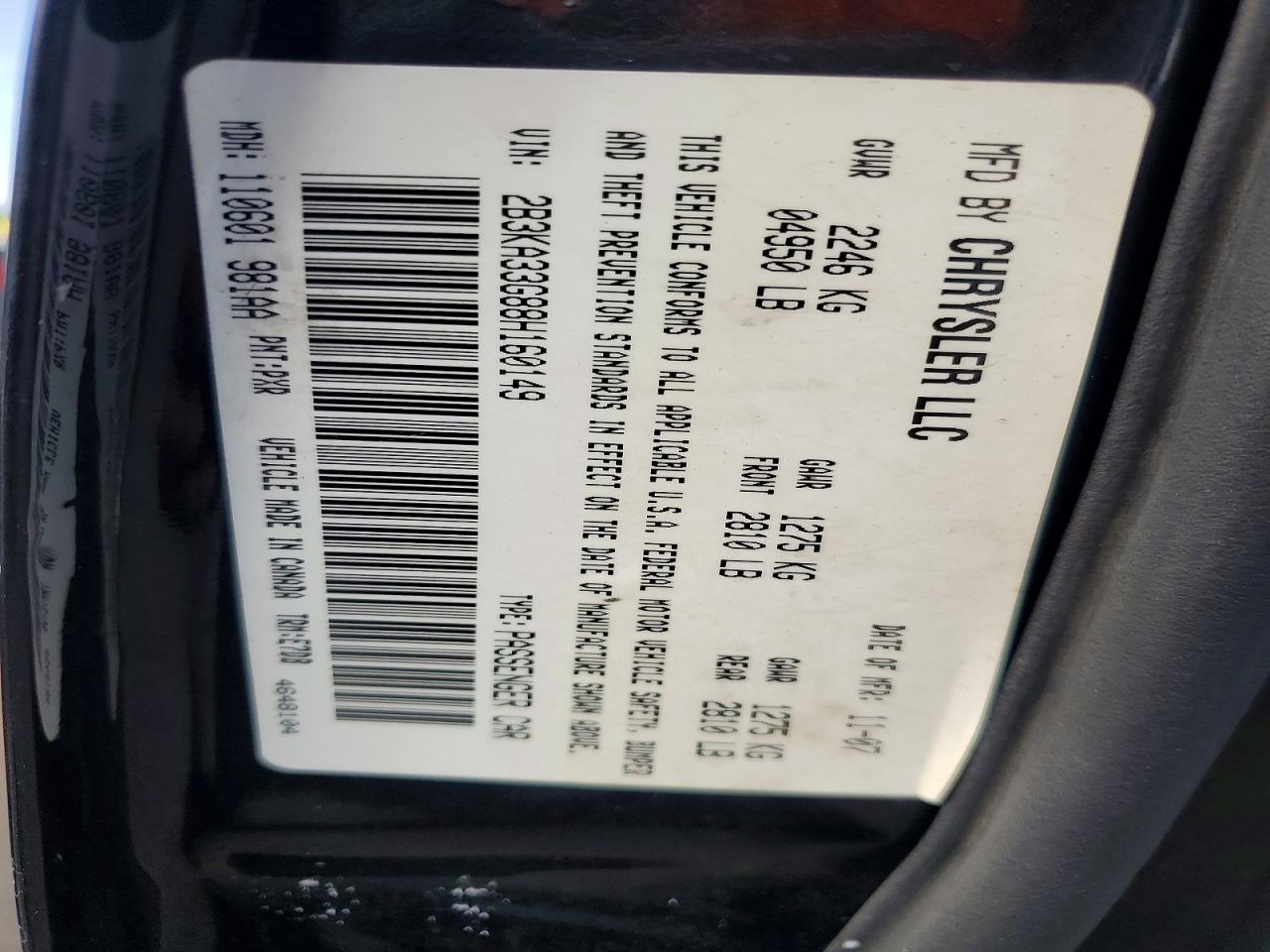 2008 Dodge Charger Sxt Black vin: 2B3KA33G88H160149