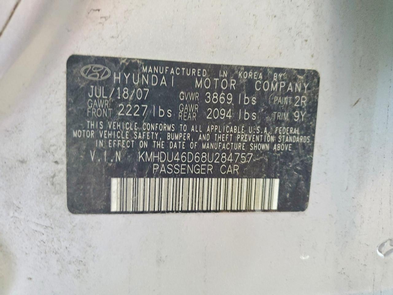 2008 Hyundai Elantra Gls Silver vin: KMHDU46D68U284757