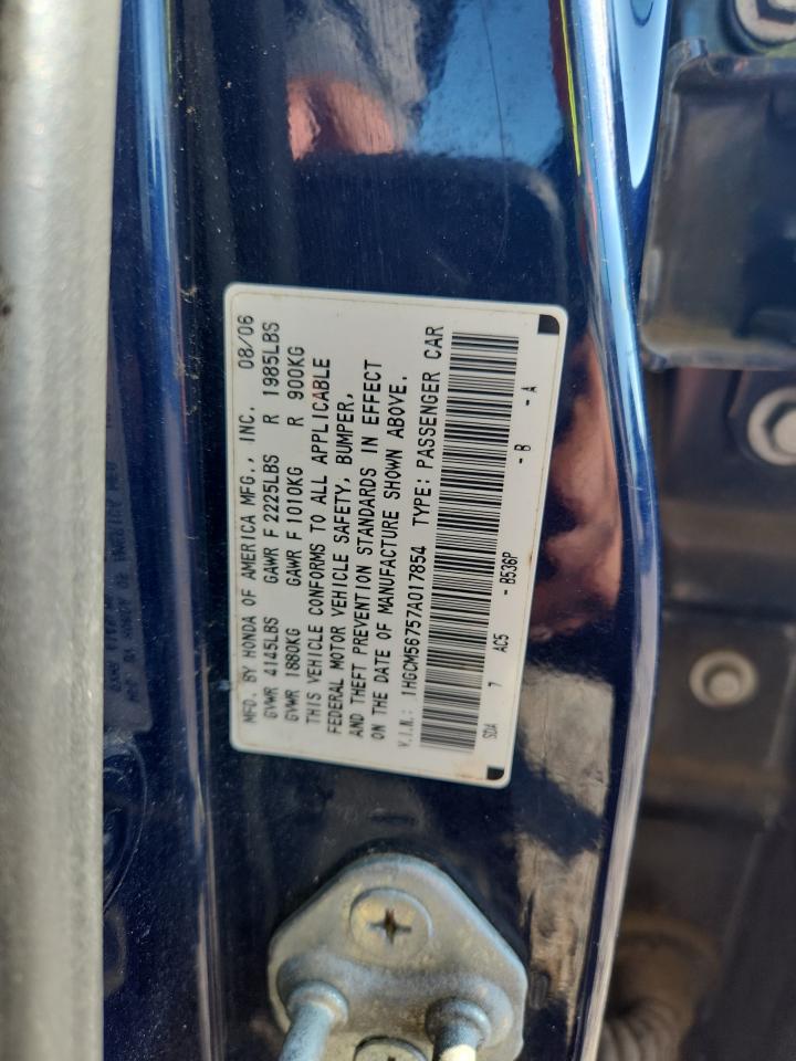 2007 Honda Accord Ex Blue vin: 1HGCM56757A017854