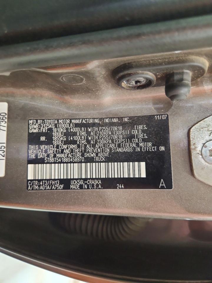 2008 Toyota Tundra Sr5 Gray vin: 5TBBT54188S458970