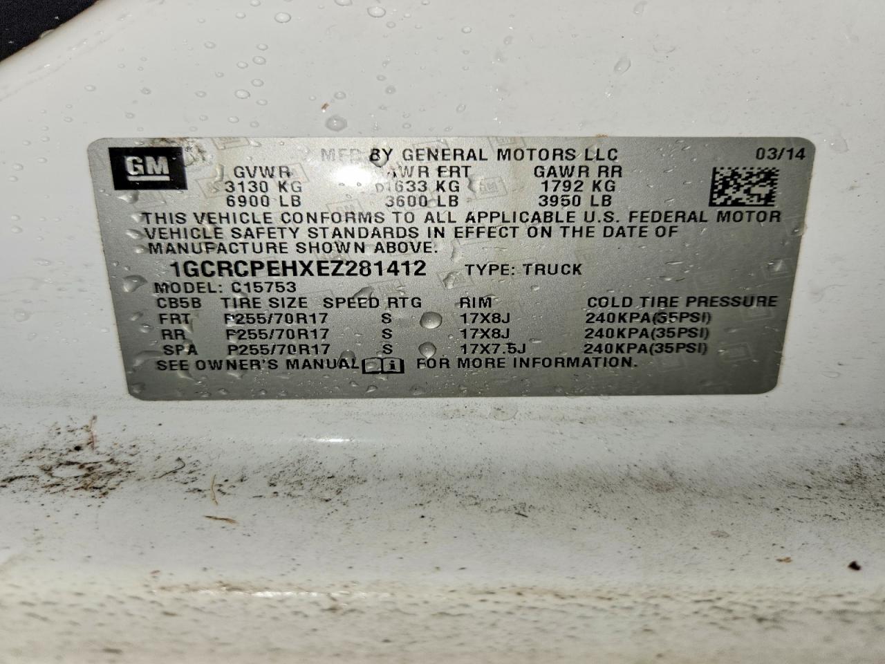 2014 Chevrolet Silverado C1500 White vin: 1GCRCPEHXEZ281412