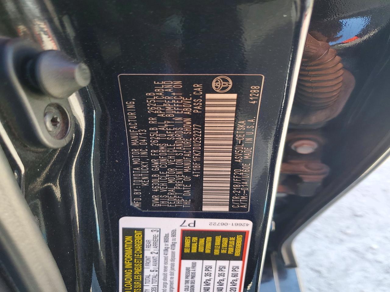 2013 Toyota Camry Se Black vin: 4T1BF1FK7DU252277