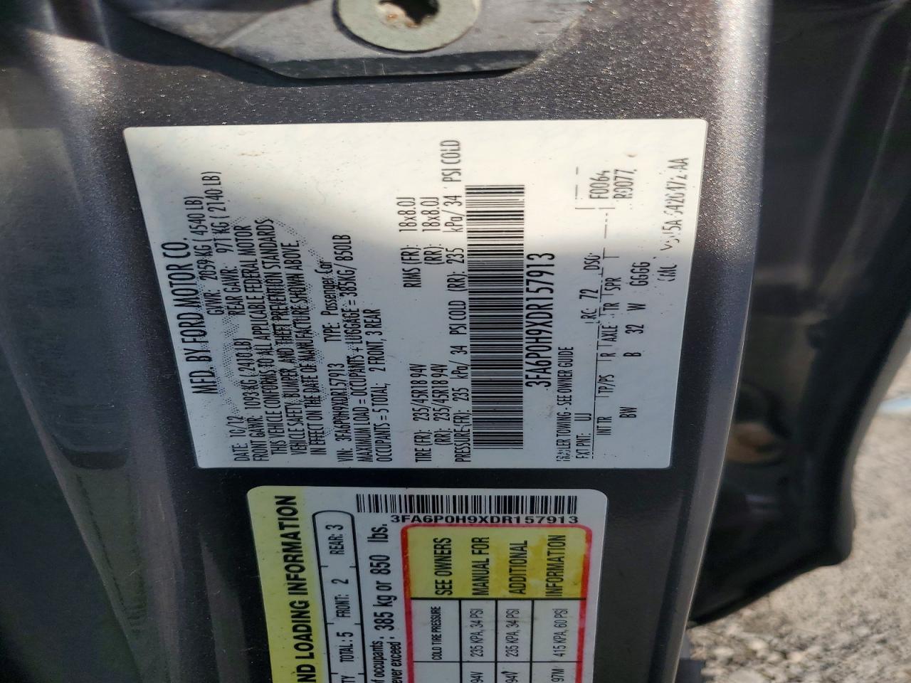 2013 Ford Fusion Se Gray vin: 3FA6P0H9XDR157913