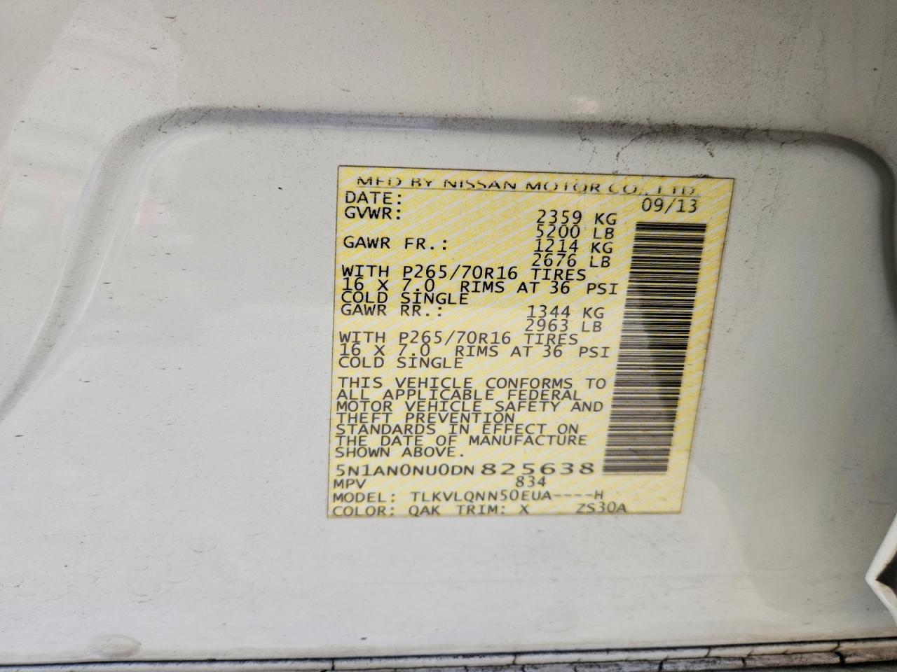 2013 Nissan Xterra X White vin: 5N1AN0NU0DN825638