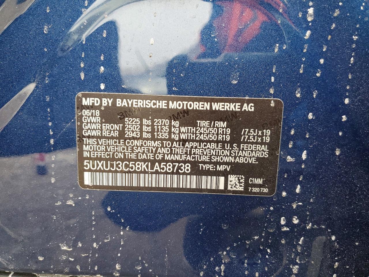 2019 Bmw X4 Xdrive30i Blue vin: 5UXUJ3C58KLA58738