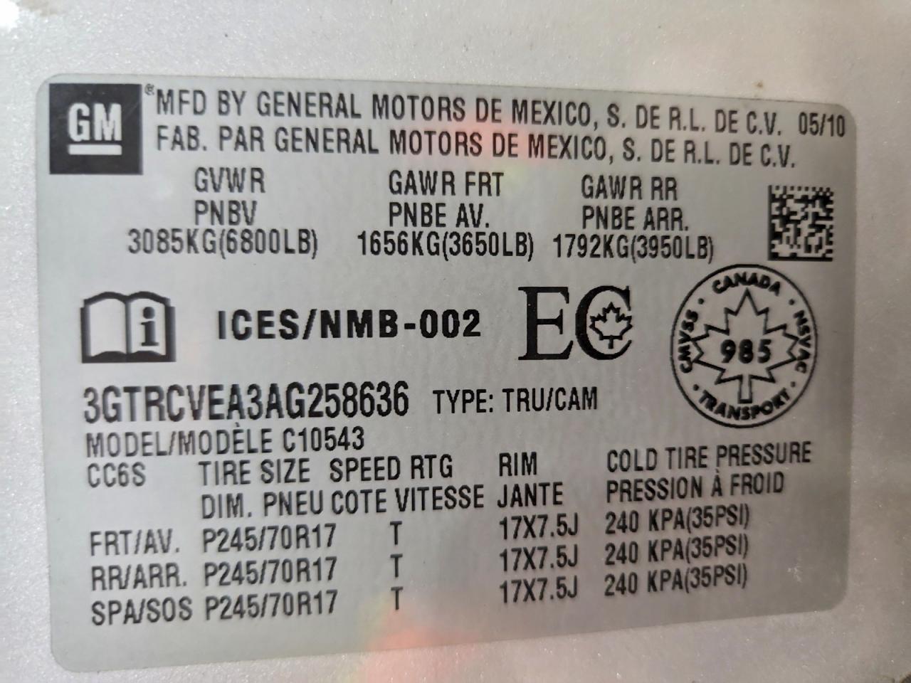 2010 Gmc Sierra C1500 Sle Silver vin: 3GTRCVEA3AG258636