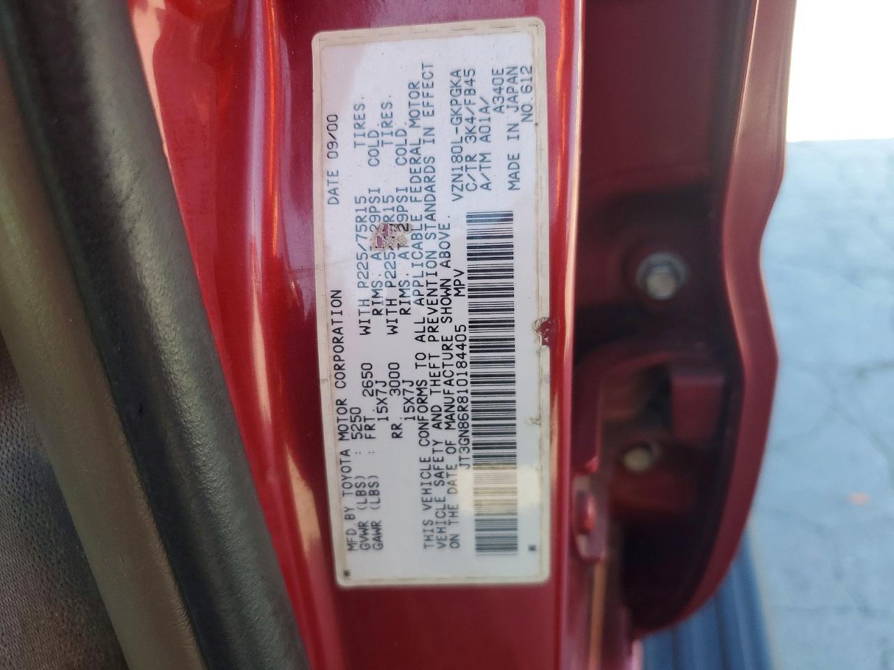 2001 Toyota 4runner Sr5 Темно-бордовый vin: JT3GN86R810184405