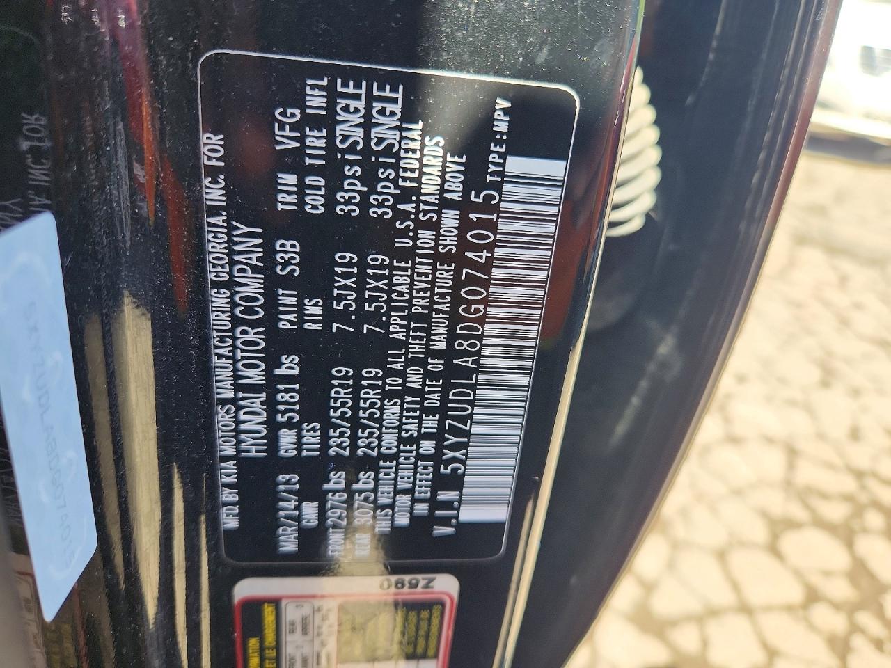2013 Hyundai Santa Fe Sport 2.0t Black vin: 5XYZUDLA8DG074015