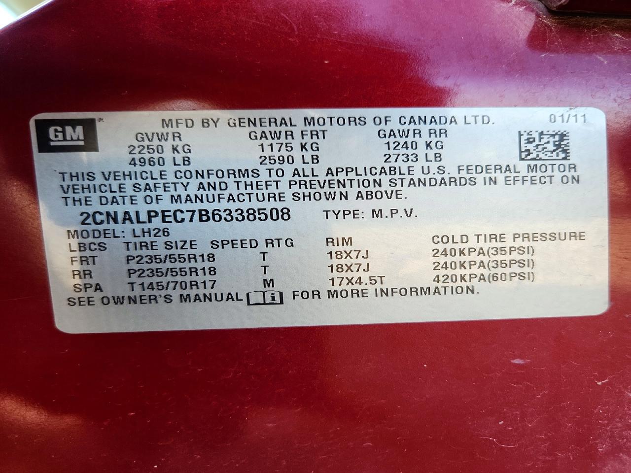2011 Chevrolet Equinox Lt Maroon vin: 2CNALPEC7B6338508