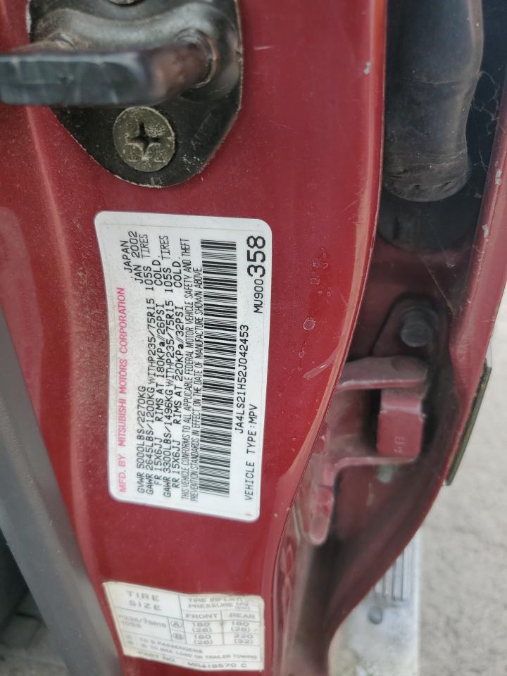 2002 Mitsubishi Montero Sport Es Burgundy vin: JA4LS21H52J042453
