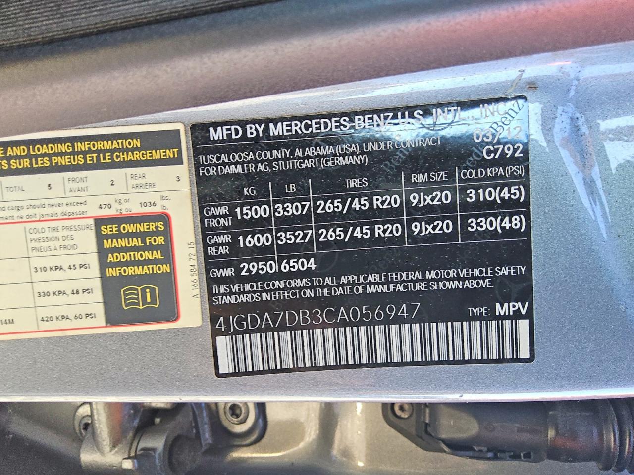 2012 Mercedes-benz Ml 550 4matic Silver vin: 4JGDA7DB3CA056947
