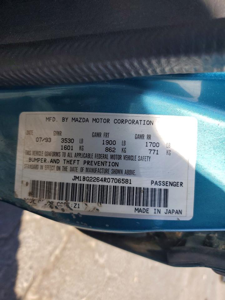1994 Mazda Protege Lx Teal vin: JM1BG2264R0706581