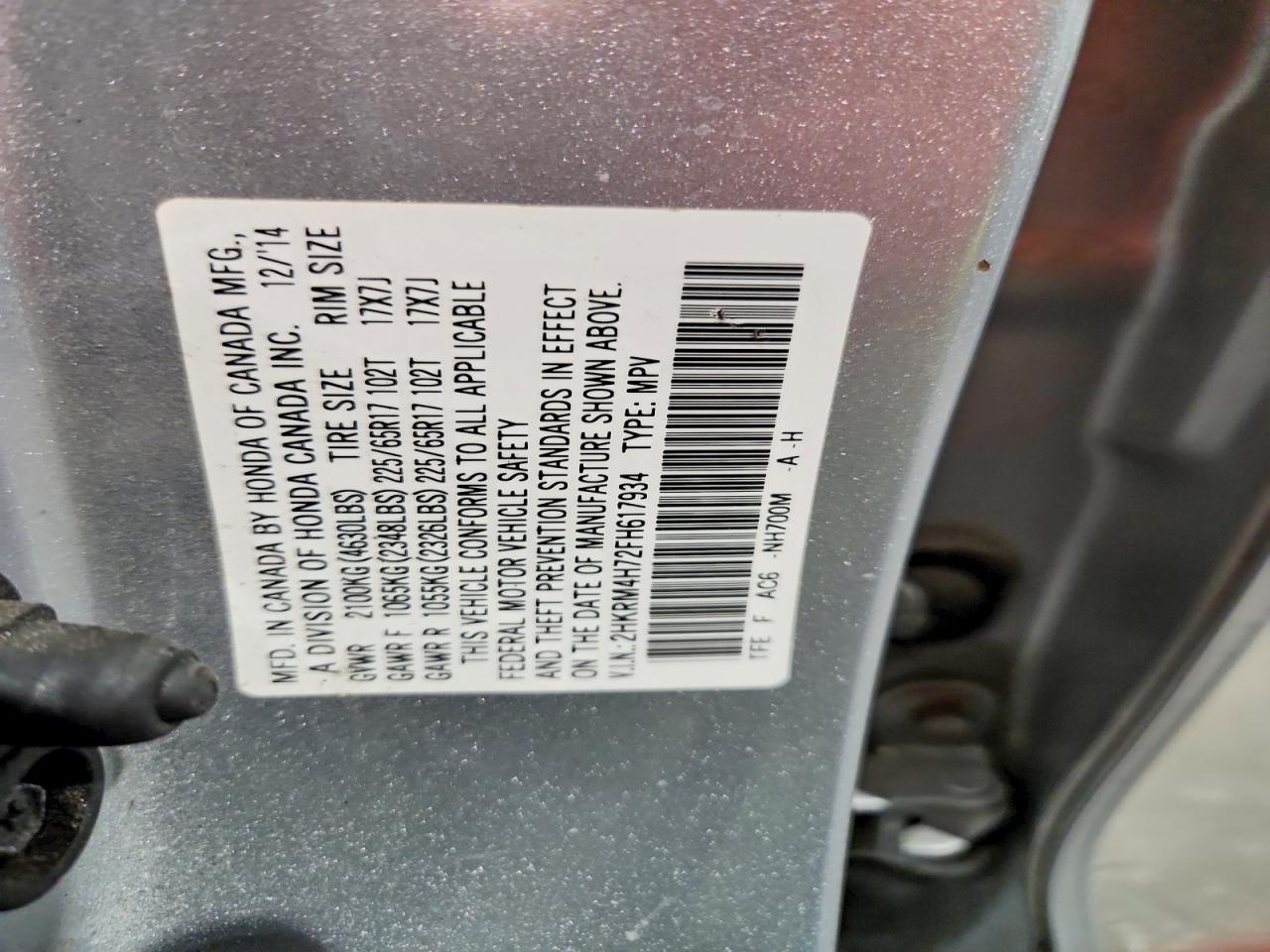 2015 Honda Cr-v Exl Silver vin: 2HKRM4H72FH617934