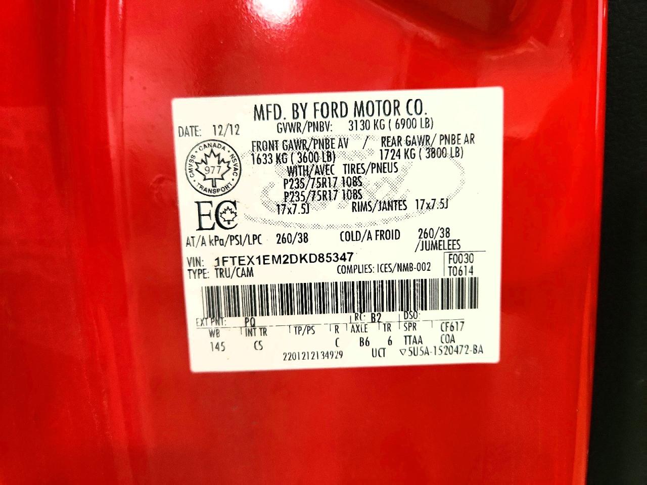 2013 Ford F150 Super Cab Red vin: 1FTEX1EM2DKD85347