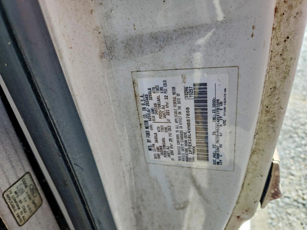 1997 Ford F150 White vin: 1FTEX18L4VNB87808