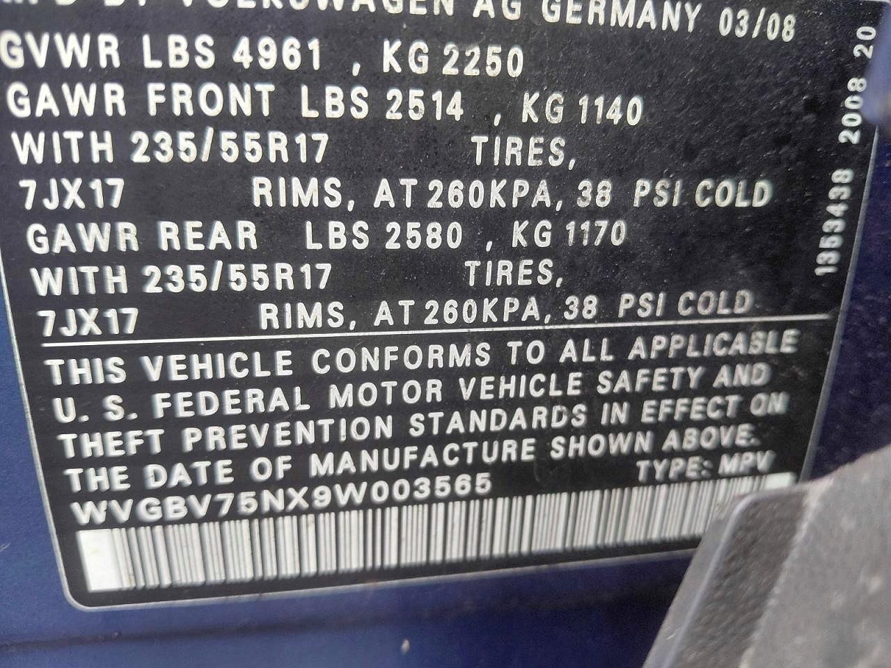 2009 Volkswagen Tiguan Se Синий vin: WVGBV75NX9W003565