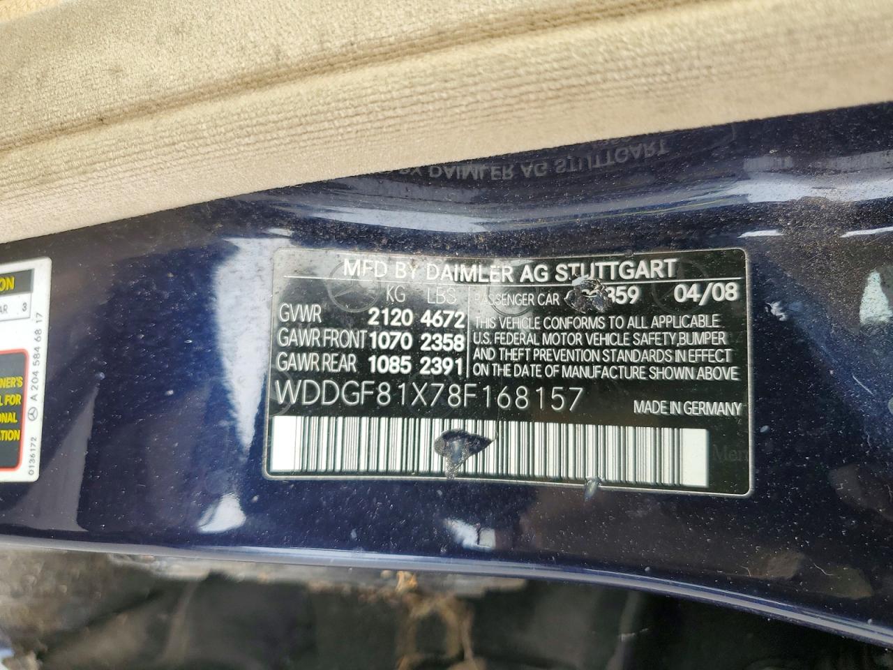 2008 Mercedes-benz C 300 4matic Blue vin: WDDGF81X78F168157