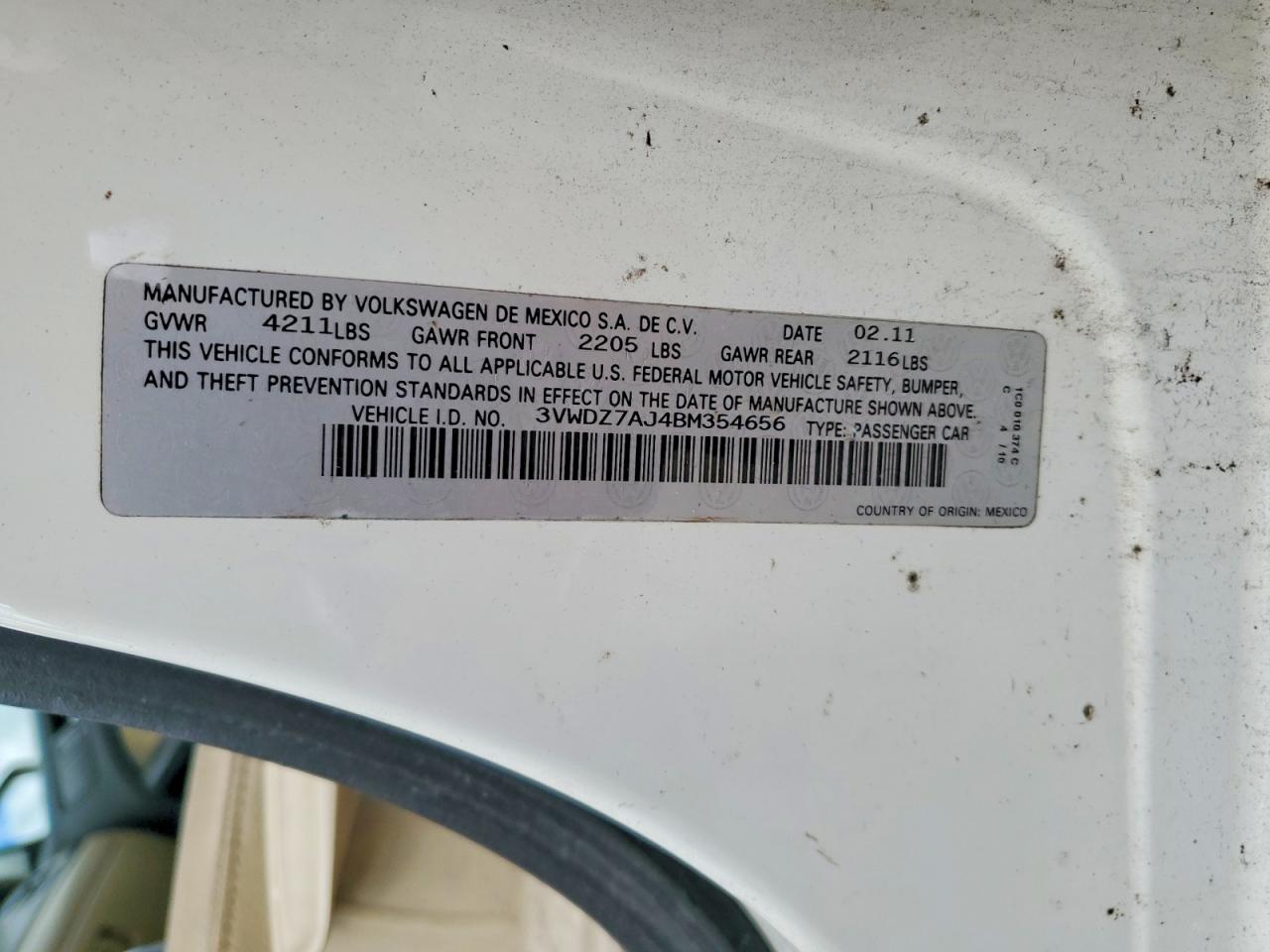 2011 Volkswagen Jetta Se Белый vin: 3VWDZ7AJ4BM354656