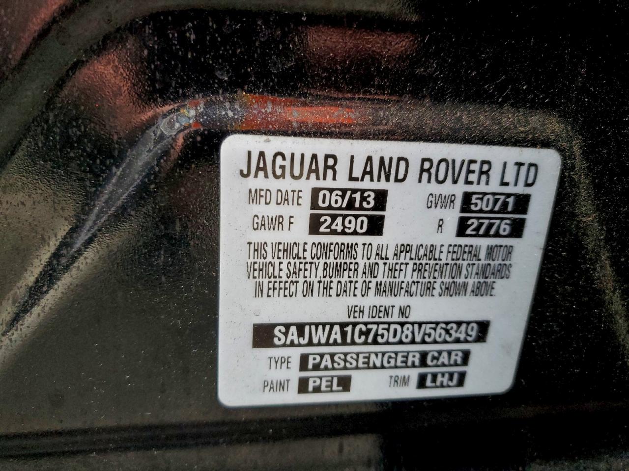 2013 Jaguar Xj Черный vin: SAJWA1C75D8V56349
