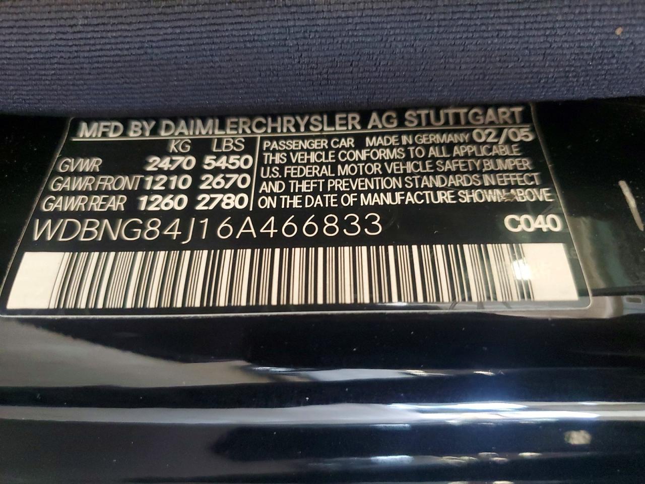 2006 Mercedes-benz S 500 4matic Black vin: WDBNG84J16A466833