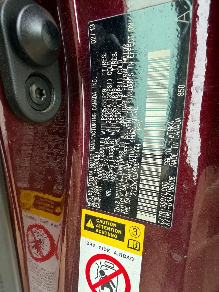 2013 Lexus Rx 350 Burgundy vin: 2T2ZK1BA6DC114444